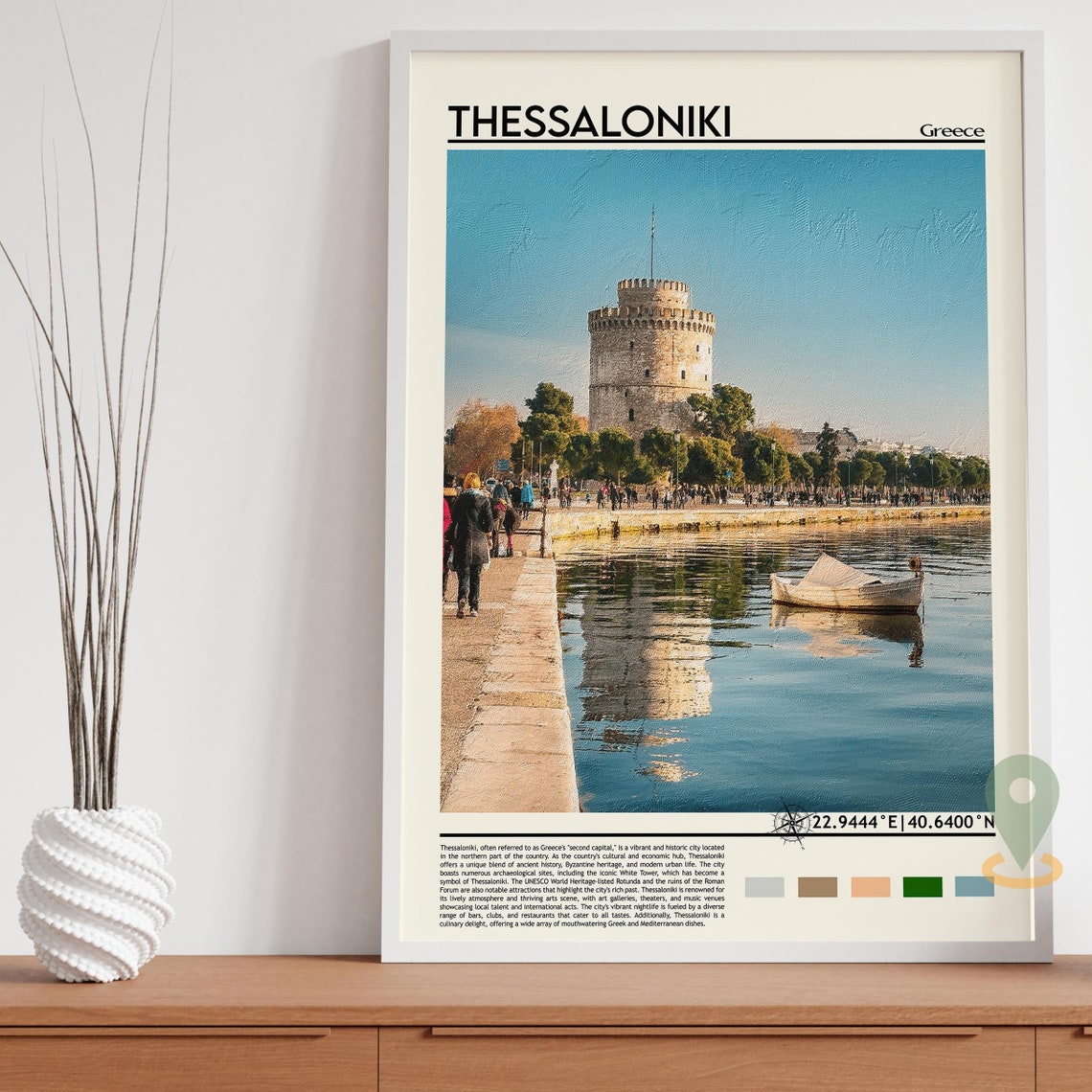 Thessaloniki Greece White Tower Waterfront Promenade Travel Poster - Image 3