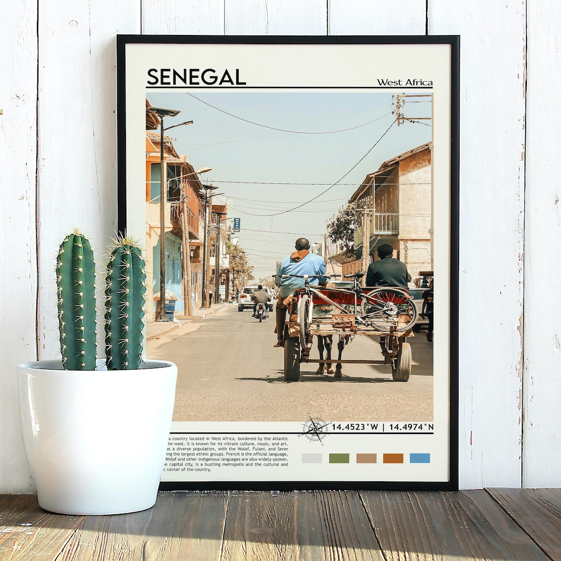 Senegal West Africa Horse Cart Street Scene Daily Life Poster - Image 3