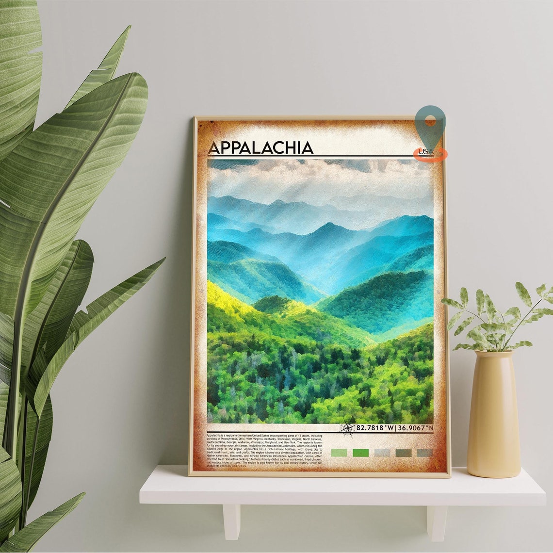Appalachia USA Blue Misty Mountain Layers Painterly Landscape Poster - Image 2