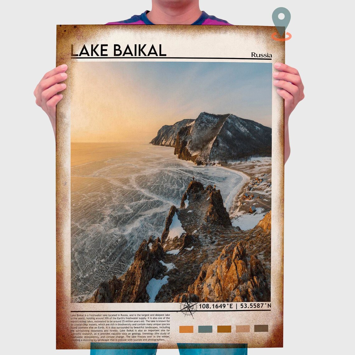 Lake Baikal Russia Frozen Cliffs Winter Photo Travel Art Poster - Image 4