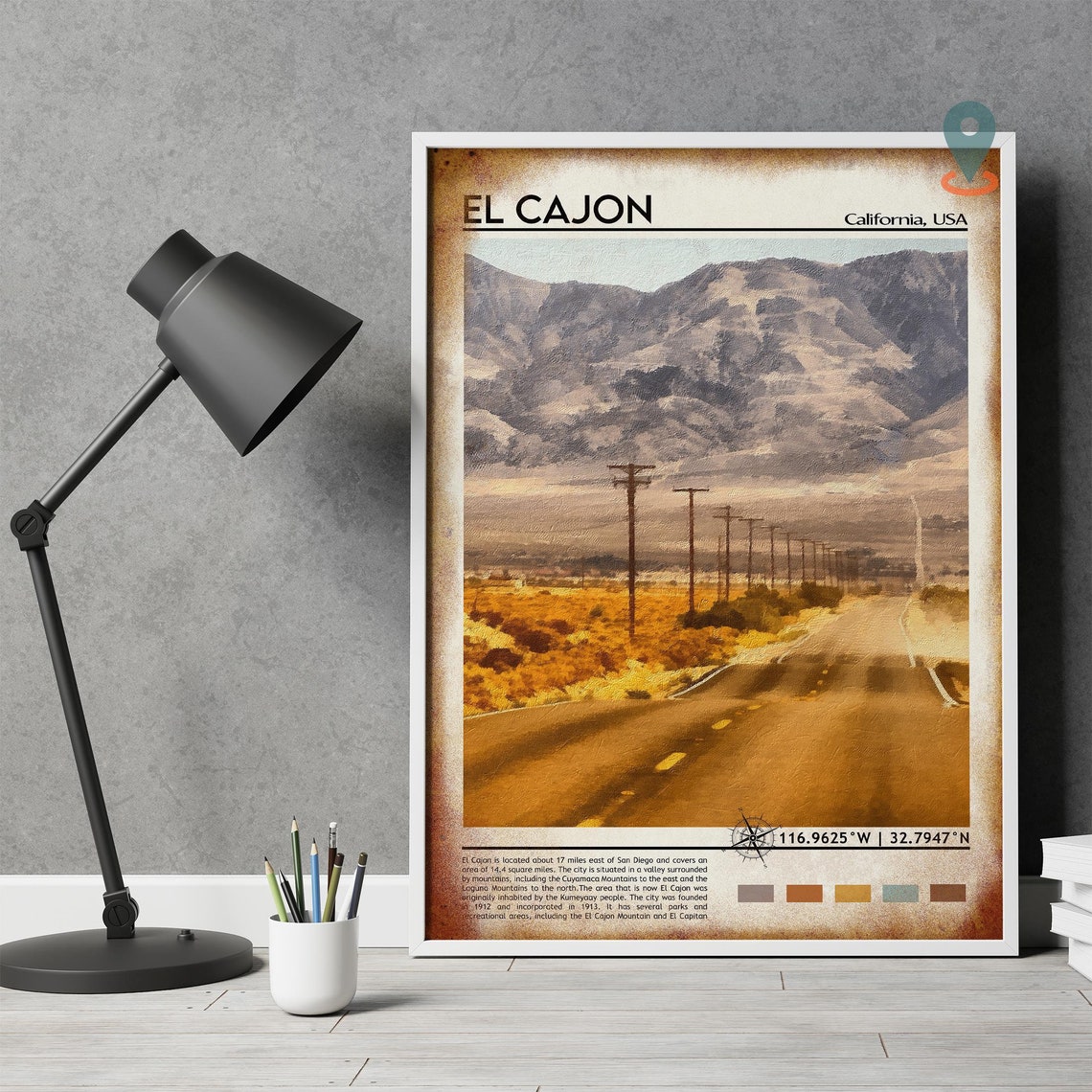 El Cajon California Desert Road Mountain View Scenic Travel Poster - Image 4