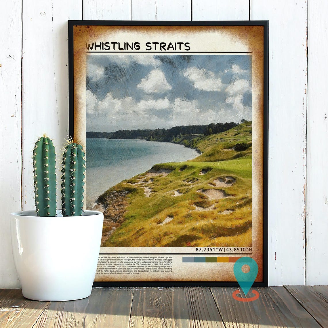 Whistling Straits Wisconsin Links Golf Course Lake View Art Poster - Image 2