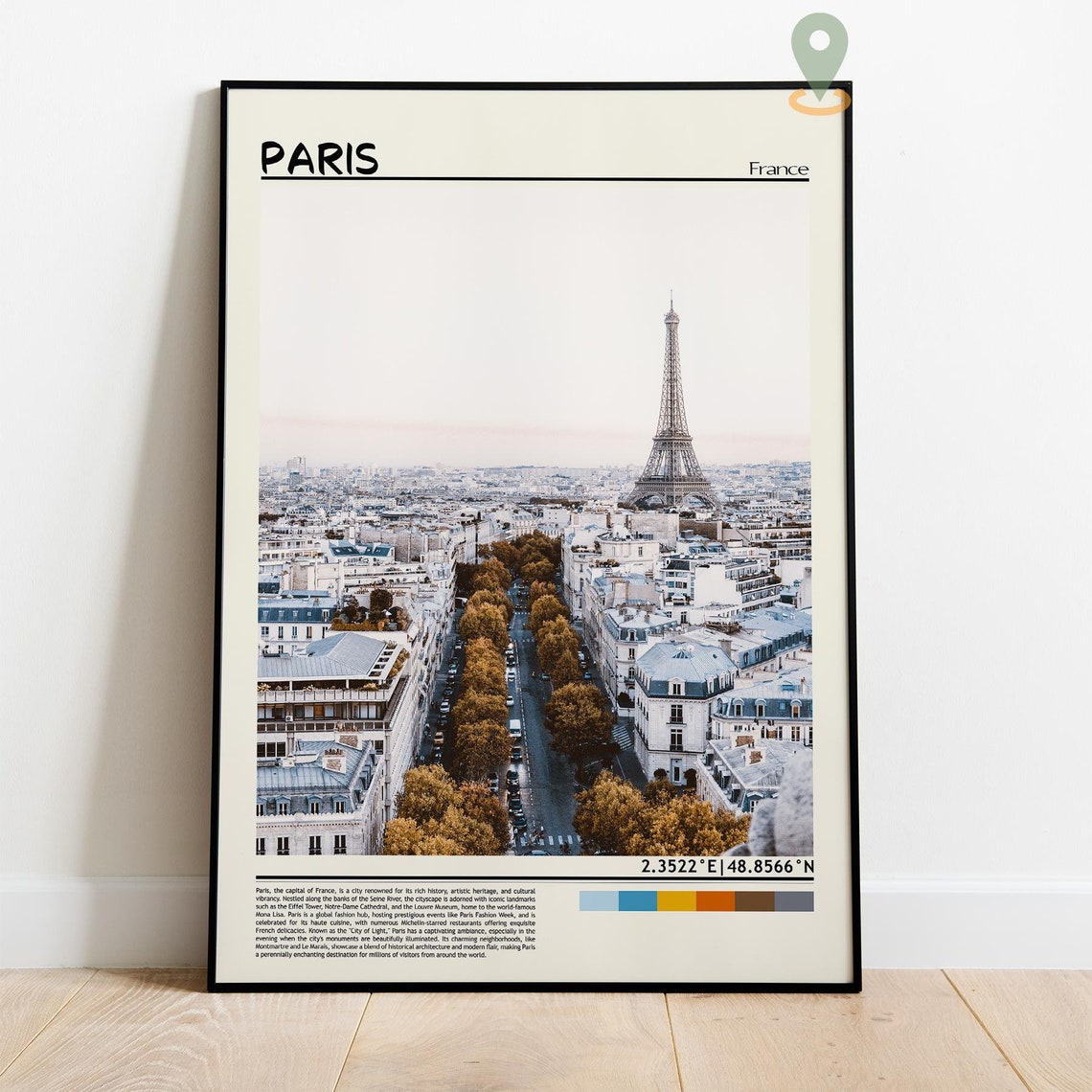 Paris France Eiffel Tower Autumn Avenue Aerial City View Poster - Image 4