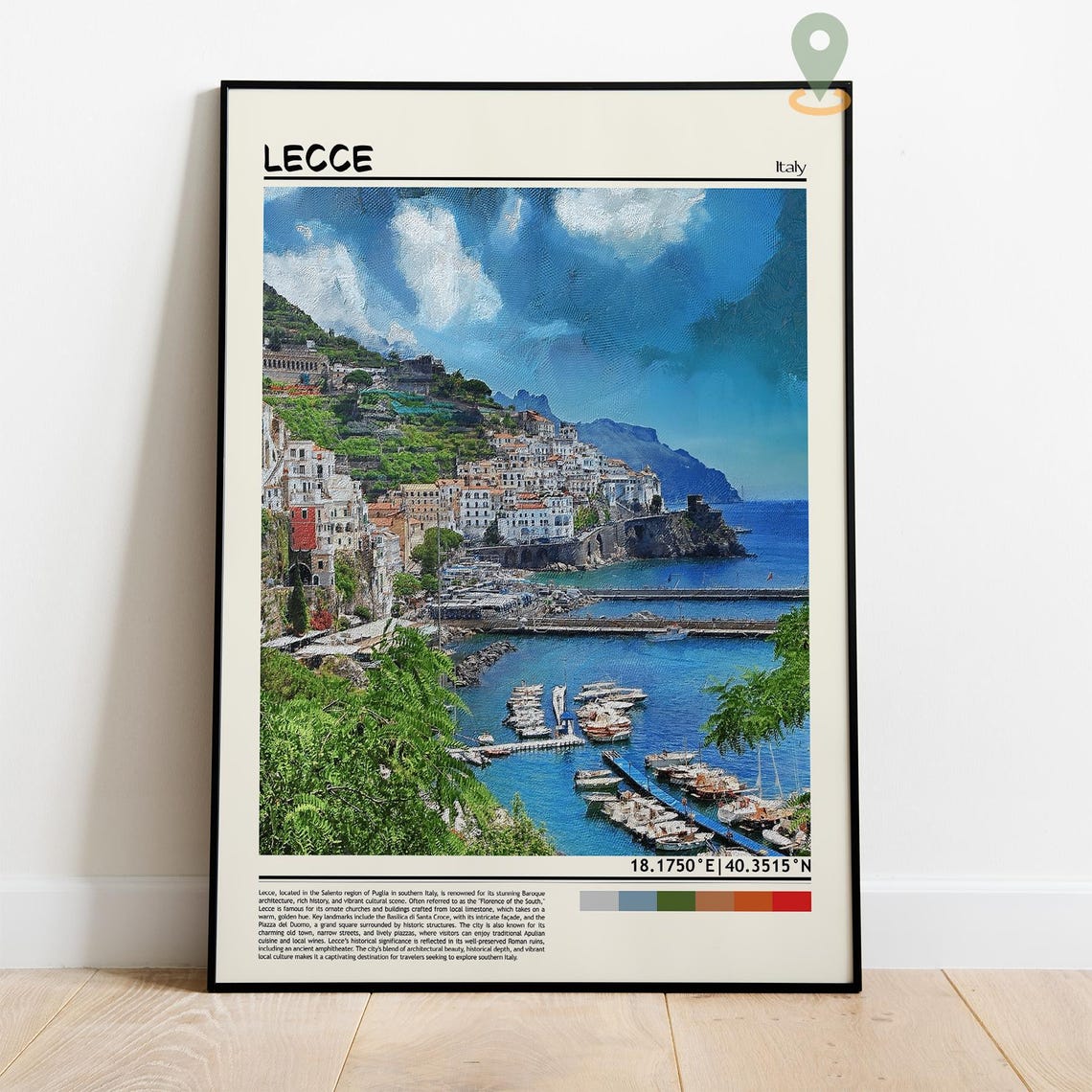 Lecce Italy Picturesque Coastal Harbor Town Marina Travel Poster - Image 4