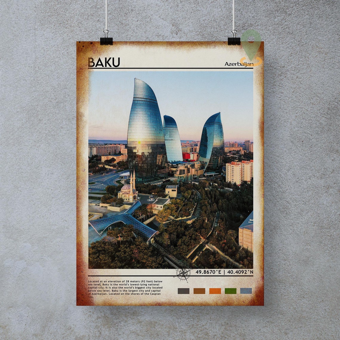 Baku Print Vintage Poster Baku Wall Art Baku Poster Baku Photo Baku Art Baku Wall Decor Azerbaijan Poster - Image 5