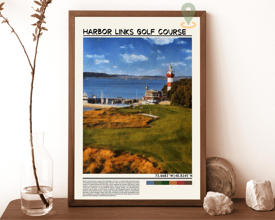Harbor Links Golf Course Harbor Marina Lighthouse View Poster