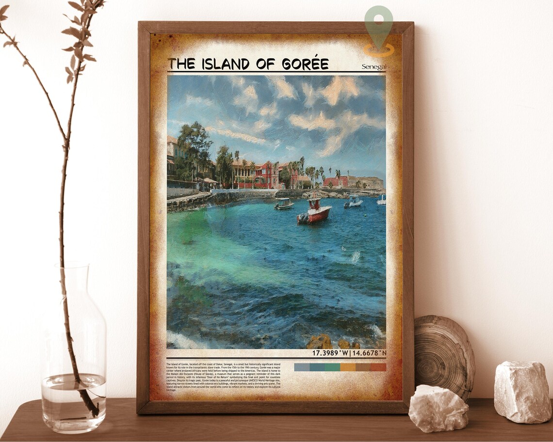Island of Goree Senegal Harbor Boats Painterly Travel Poster - Image 6