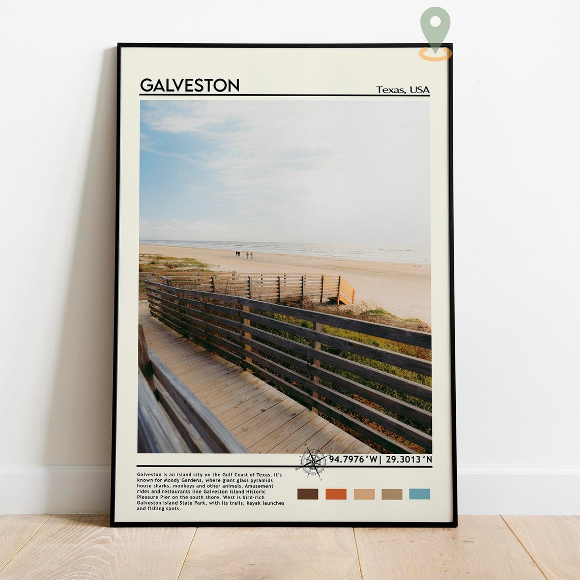 Galveston Texas Beach Boardwalk Travel Poster Gulf Coast Surf - Image 2