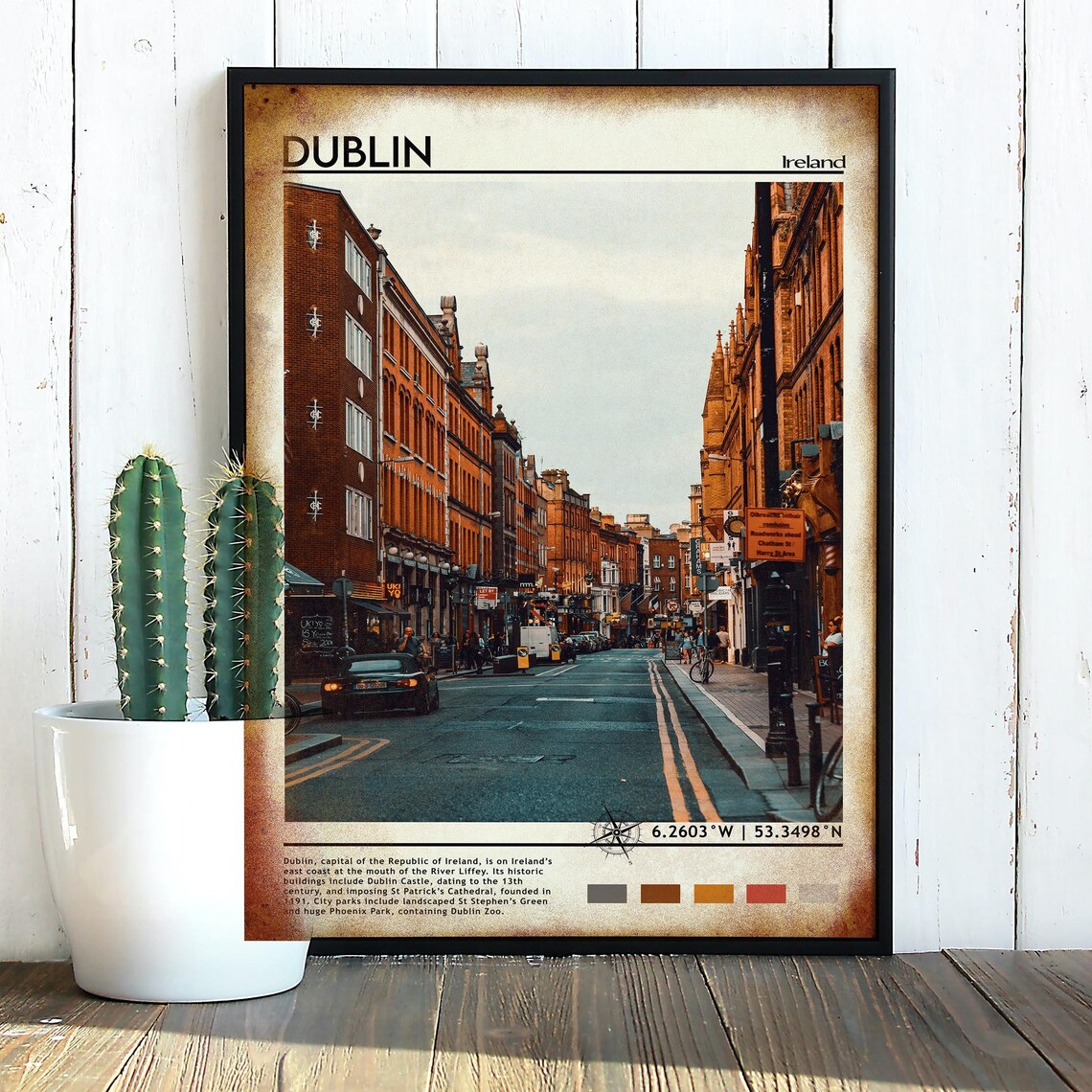 Dublin Ireland Brick Street Cityscape Urban Travel Photo Poster - Image 5