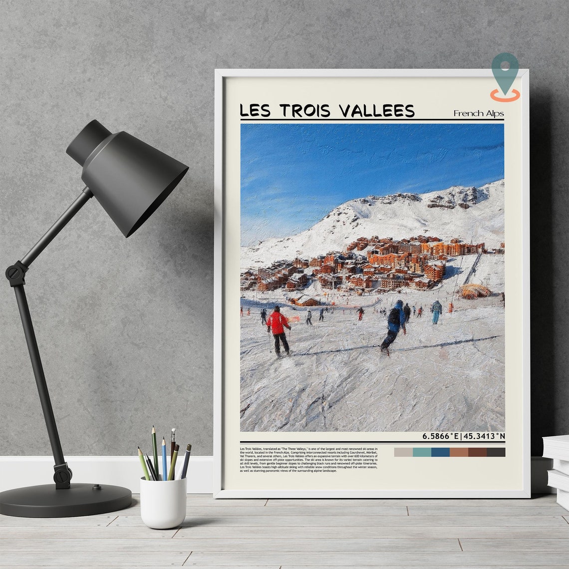 Les Trois Vallees French Alps Ski Village Bustling Slopes Poster - Image 3