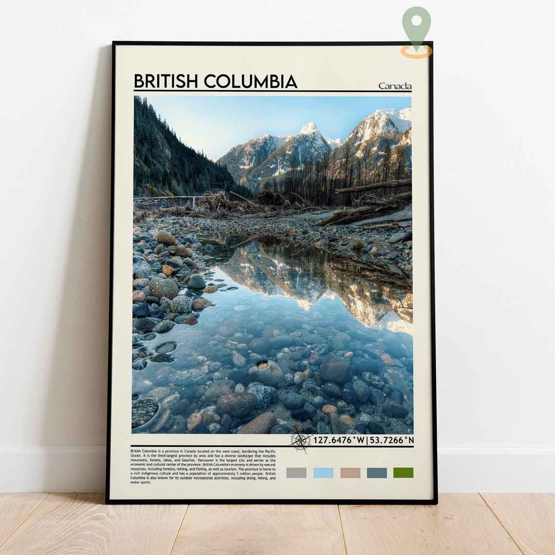 British Columbia Rocky Mountain Stream Reflection Nature Poster - Image 2