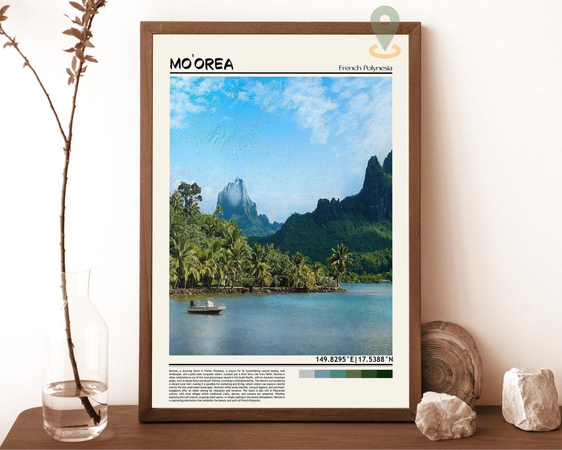 Moorea French Polynesia Tropical Lagoon Mountain Island Poster