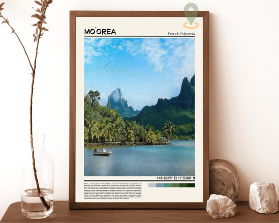 Moorea French Polynesia Tropical Lagoon Mountain Island Poster