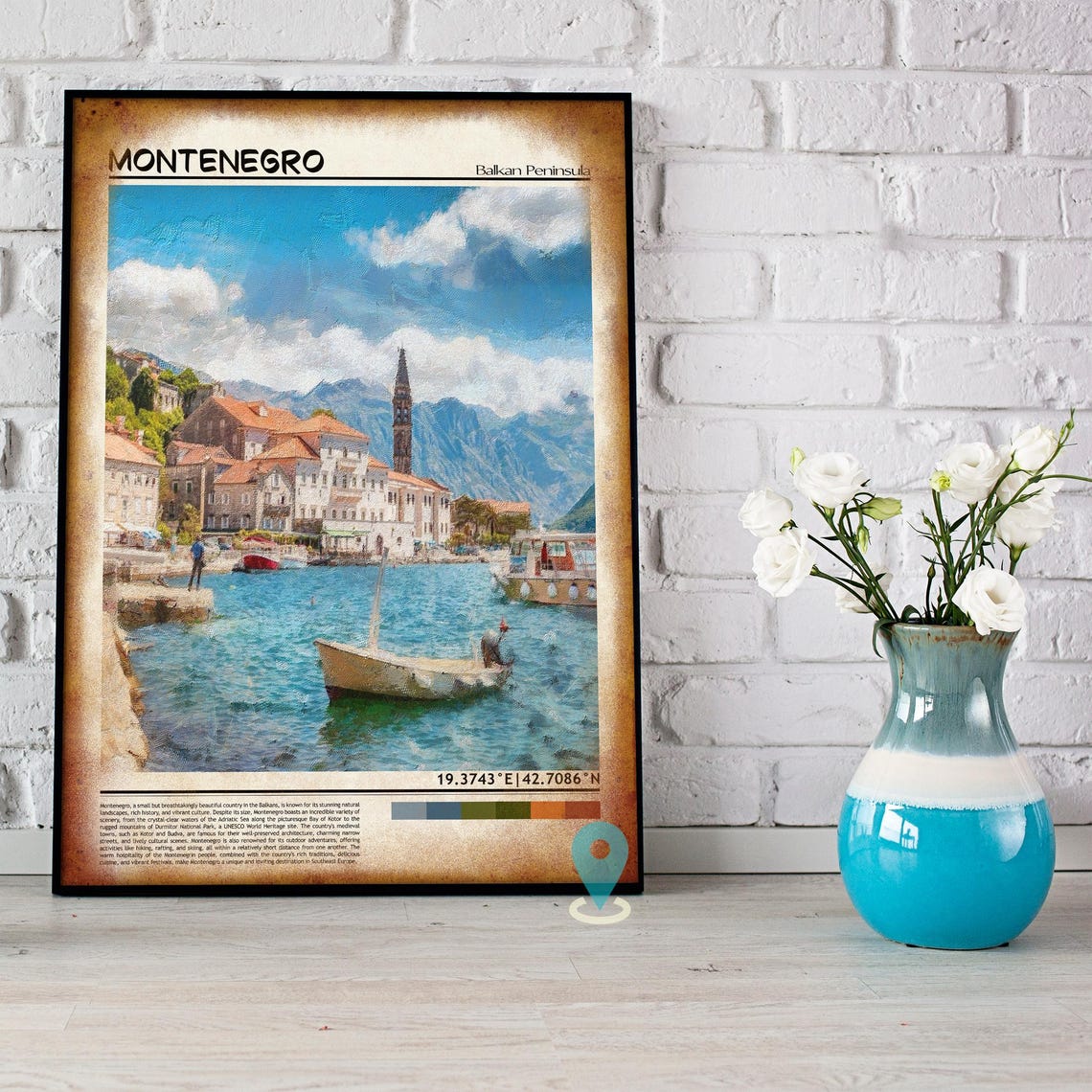 Montenegro Balkan Peninsula Harbor Boats Coastal Travel Poster - Image 5