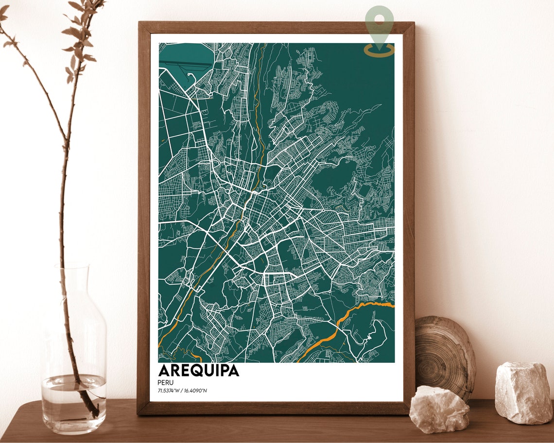 Arequipa Peru City Map Bold Red Modern White Street Art Poster - Image 3
