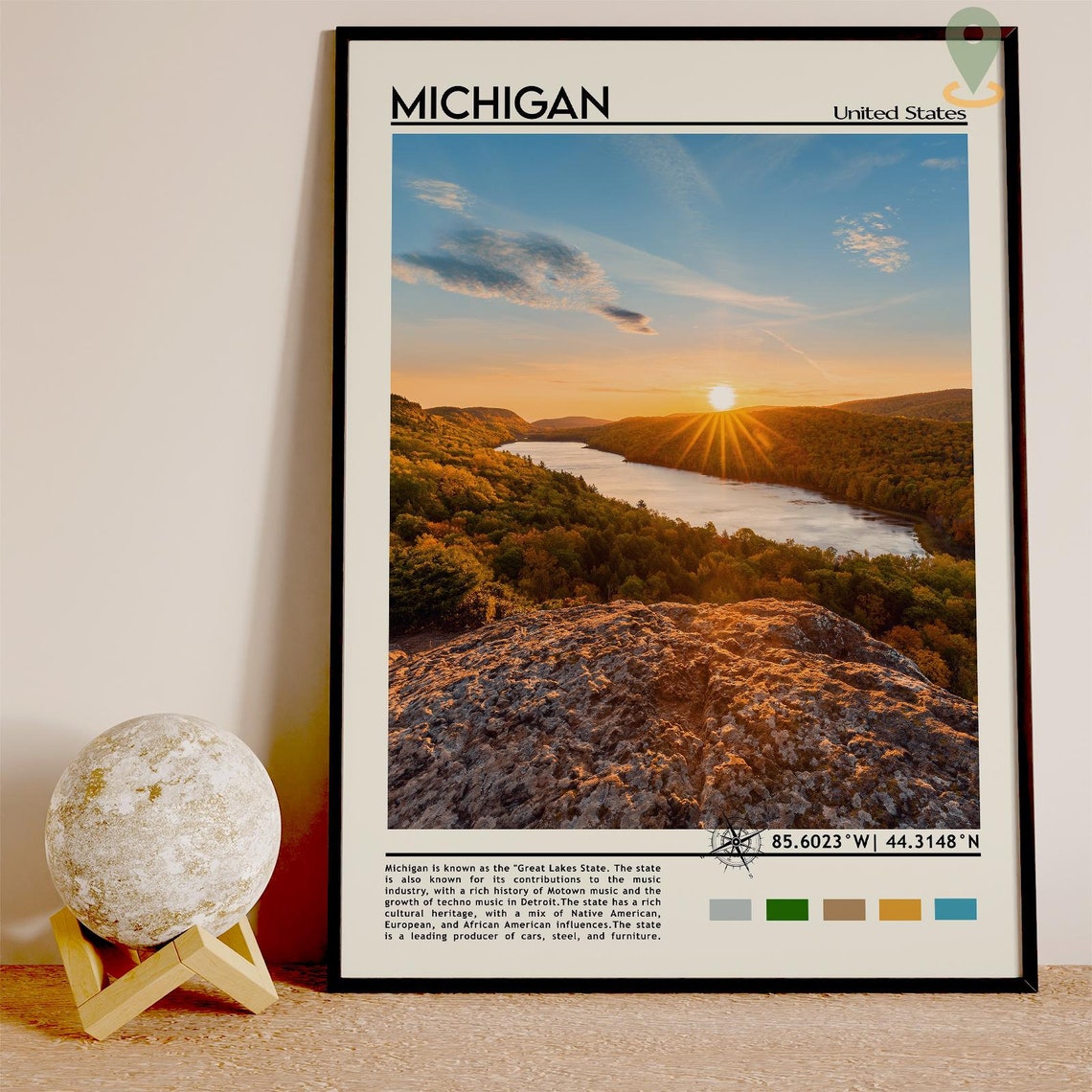 Michigan Print Michigan Art Michigan Poster Michigan Photo Michigan Poster Print Michigan Painting Michigan Travel Poster Lansing - Image 4