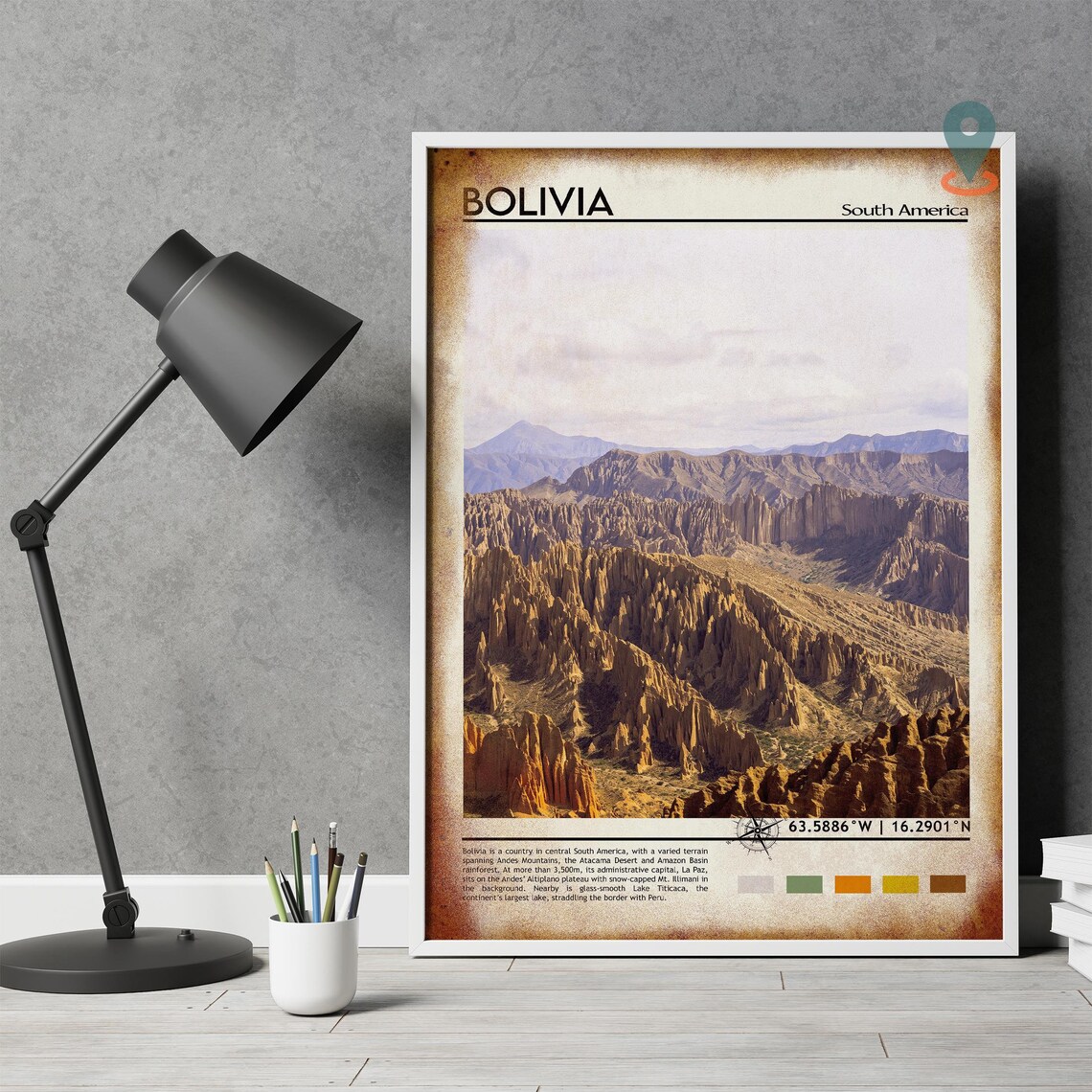 Bolivia South America Andes Mountain Rock Formations Desert Poster - Image 4