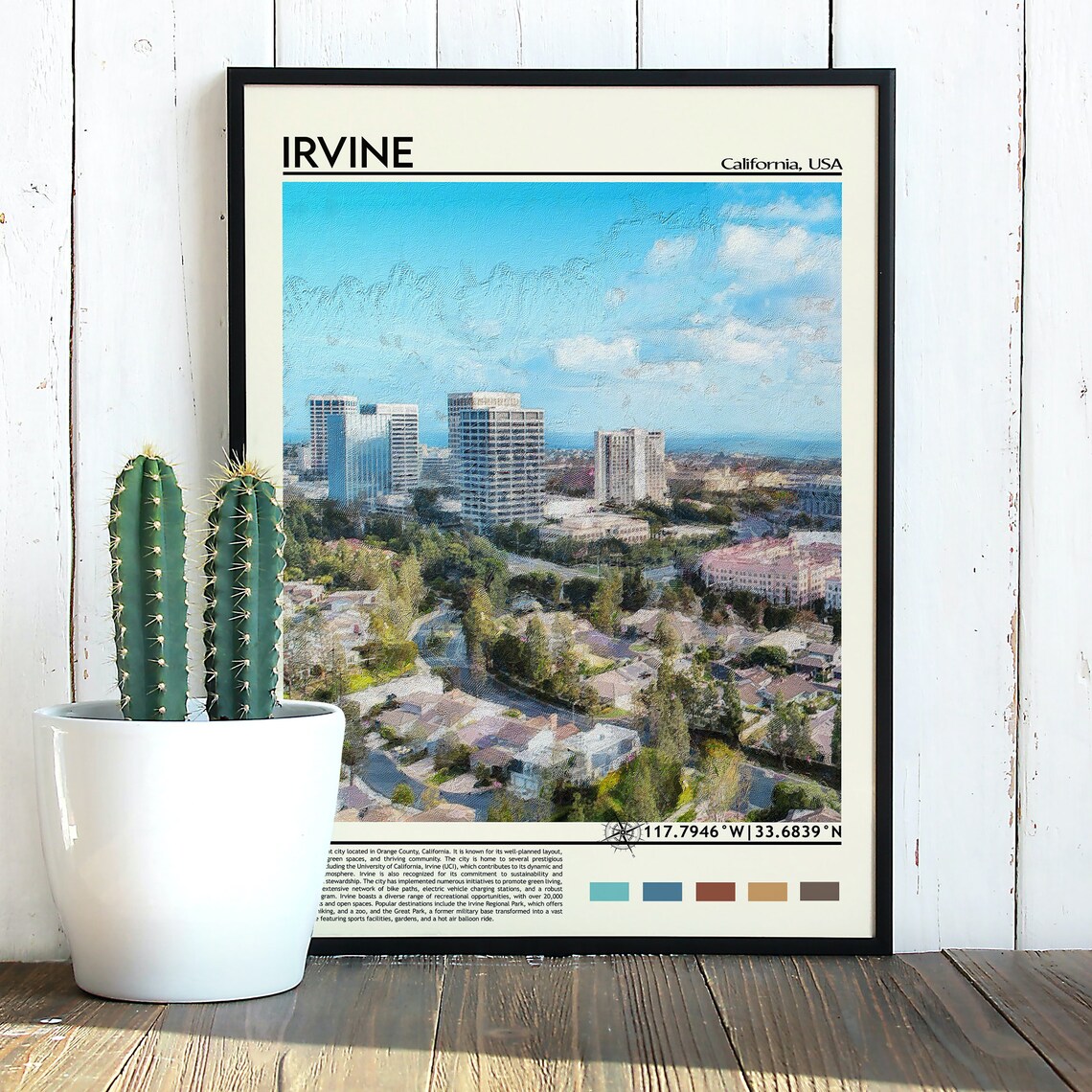 Irvine California USA City Skyline Orange County Urban Travel Poster - Image 3