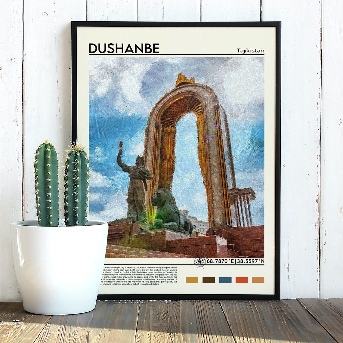 Dushanbe Tajikistan Monumental Arch Statue Landmark Art Poster - Image 3