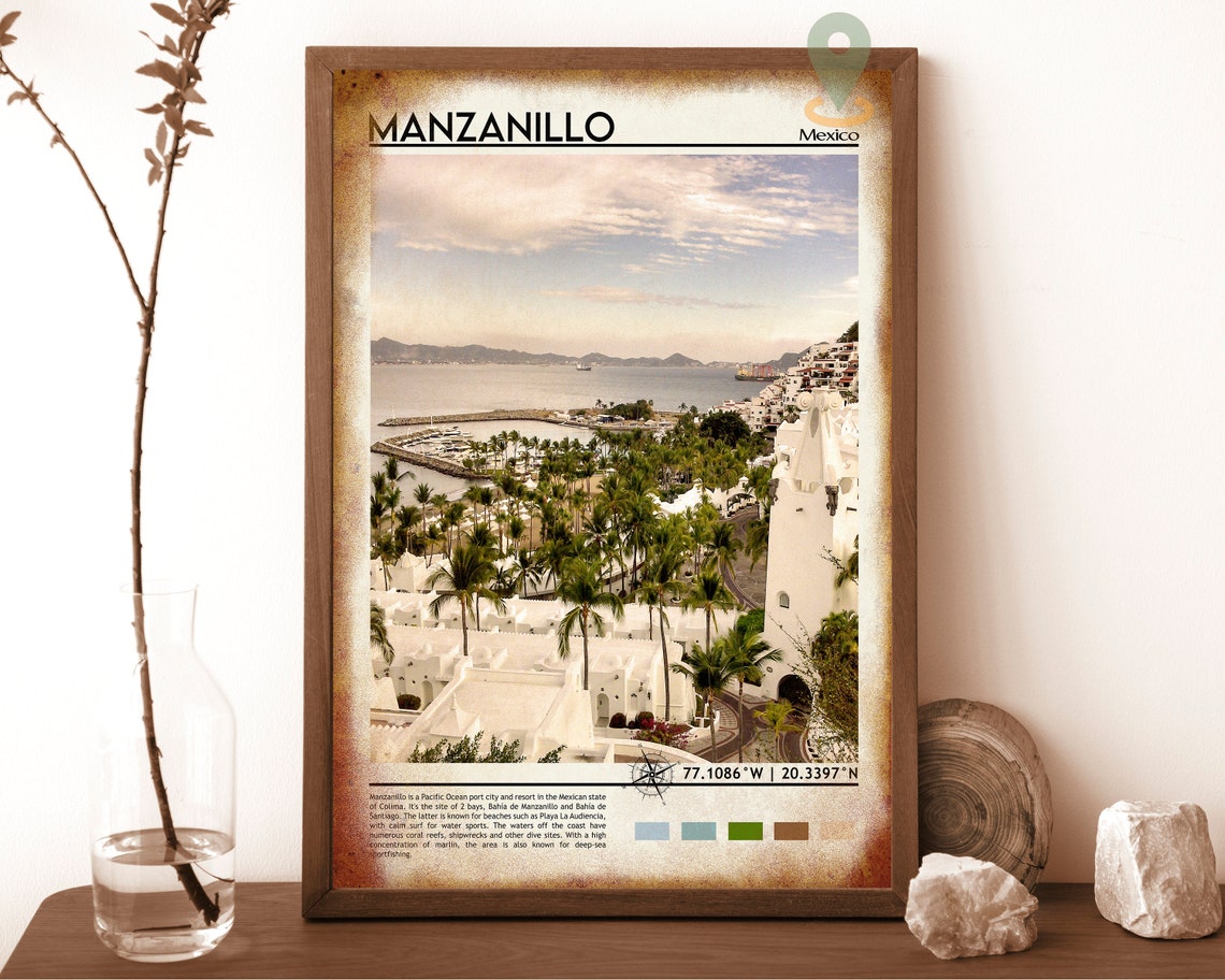 Manzanillo Mexico Marina Palm Trees Pacific Coast Travel Poster - Image 6