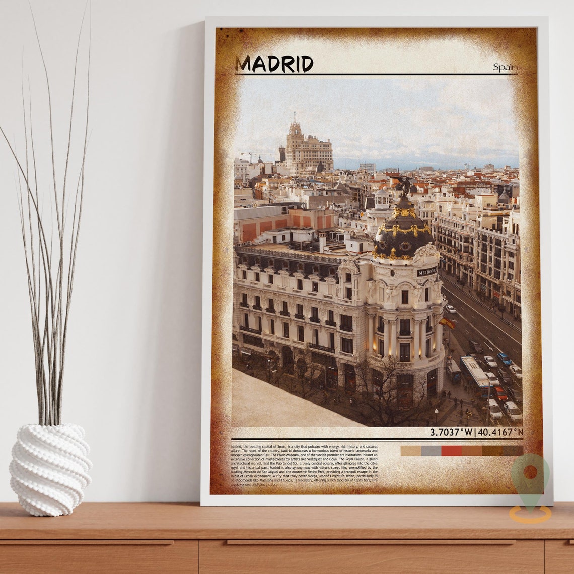Madrid Spain Metropolis Building Ornate Dome Street Photo Poster - Image 3