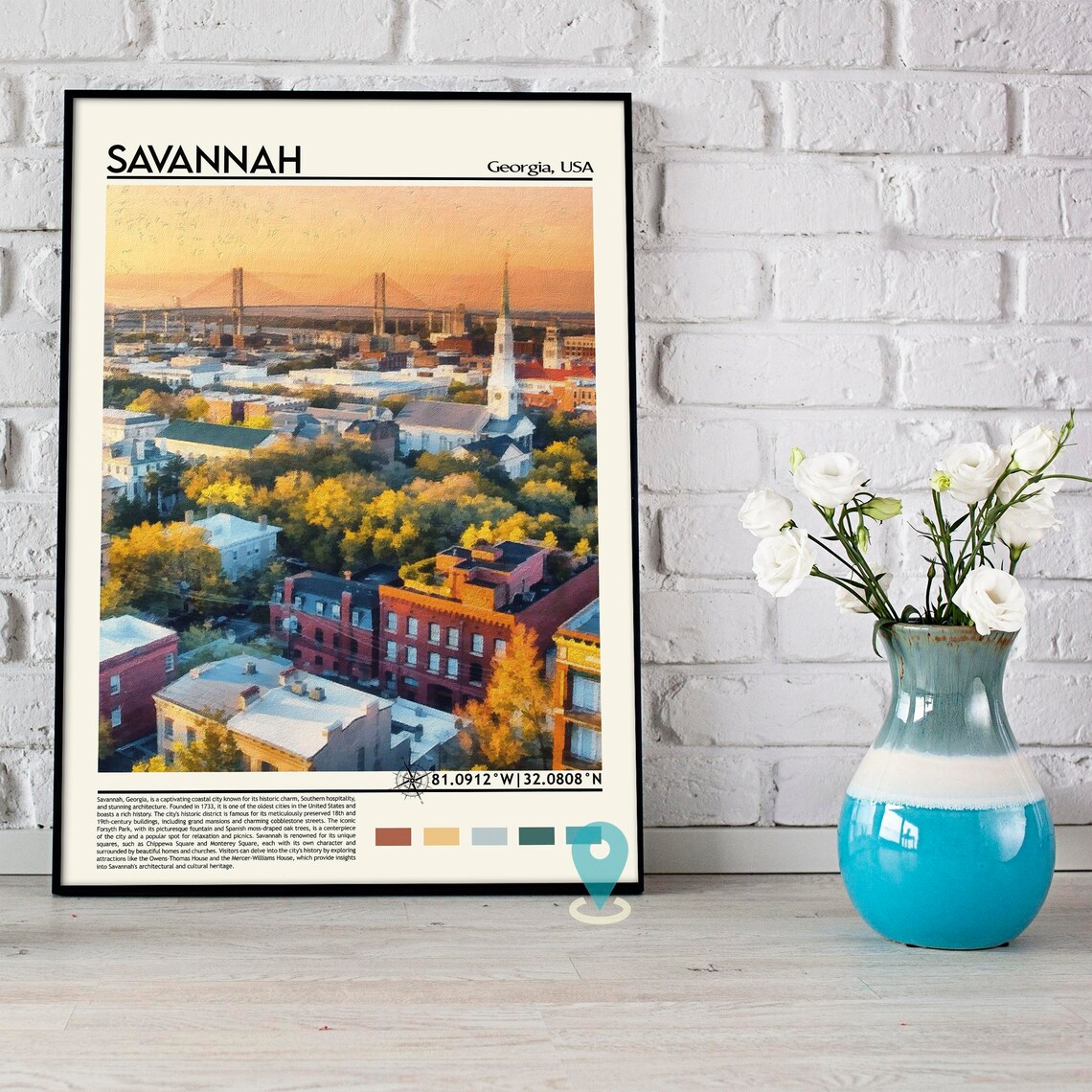 Savannah Georgia Historic City Bridge Sunset View Travel Poster - Image 4