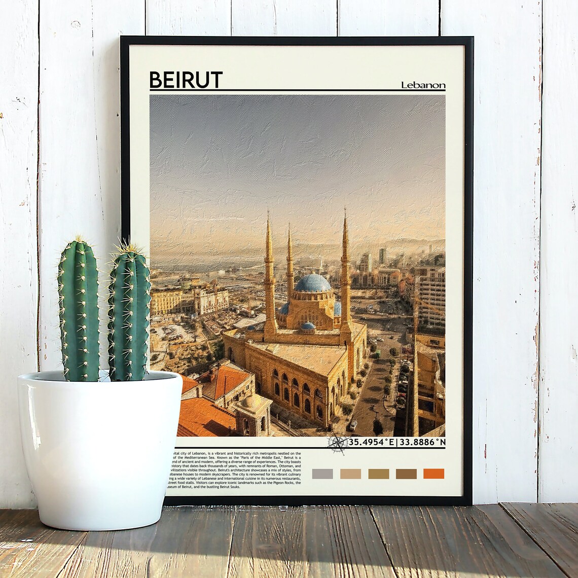 Beirut Lebanon Historic Blue Dome Mosque Photo City Travel Wall Art - Image 3