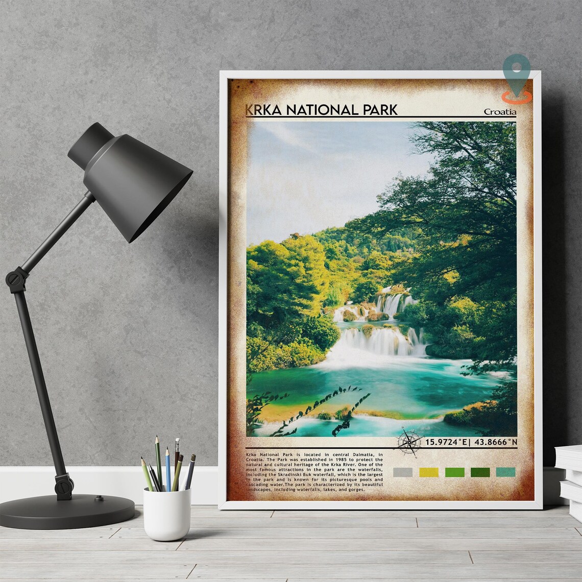 Krka National Park Croatia Skradinski Buk Waterfall Nature Travel Poster - Image 4