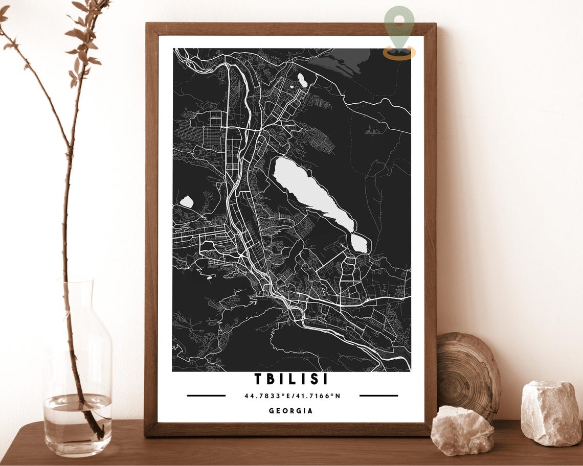 Tbilisi Georgia City Map Art Poster Black White Minimalist Decor