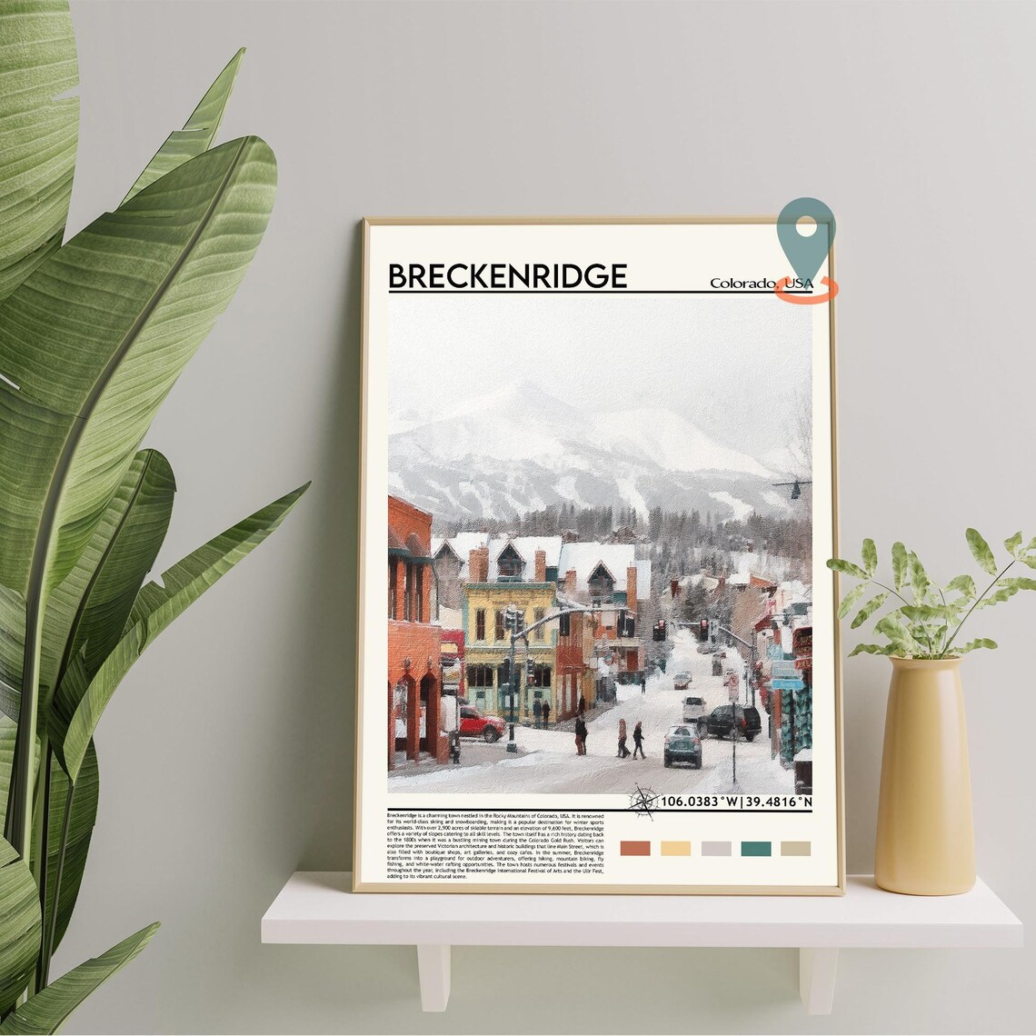 Breckenridge Colorado Snowy Main Street Ski Mountain Town Travel Poster - Image 3