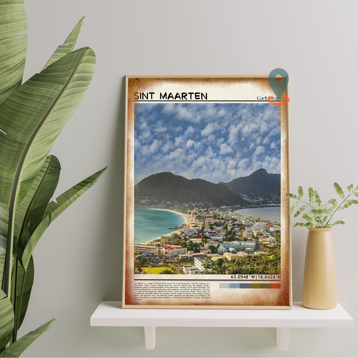 Sint Maarten Caribbean Bay City Hills Coast Photo Travel Poster - Image 5