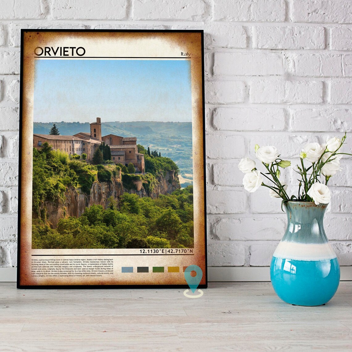 Orvieto Italy Hilltop Cliff Town Abbey Umbria Countryside Poster - Image 4