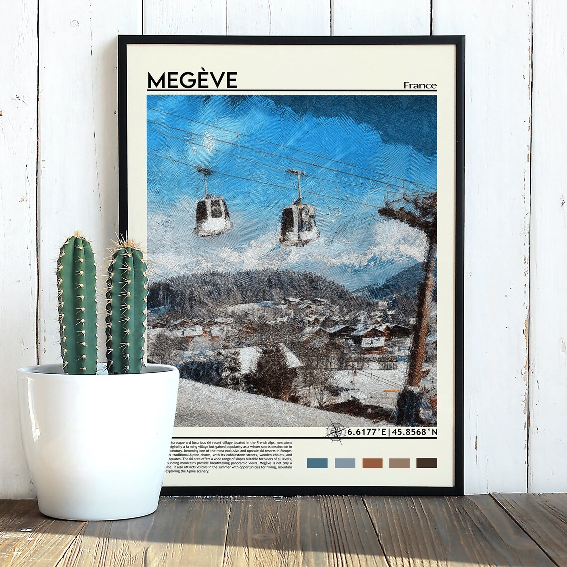 Megeve France Ski Gondola Alpine Village Photo Travel Wall Art - Image 5