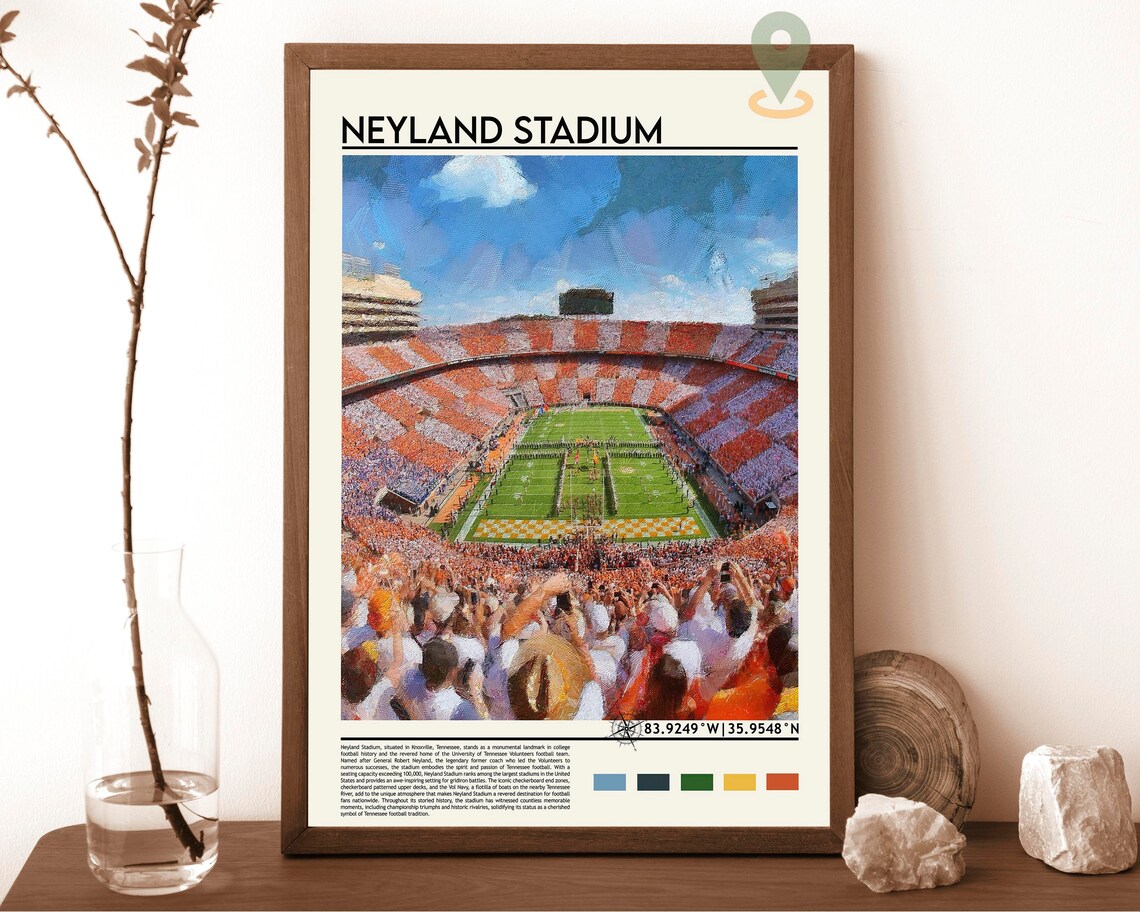 Neyland Stadium Tennessee Football Checkerboard Crowd Sports Poster