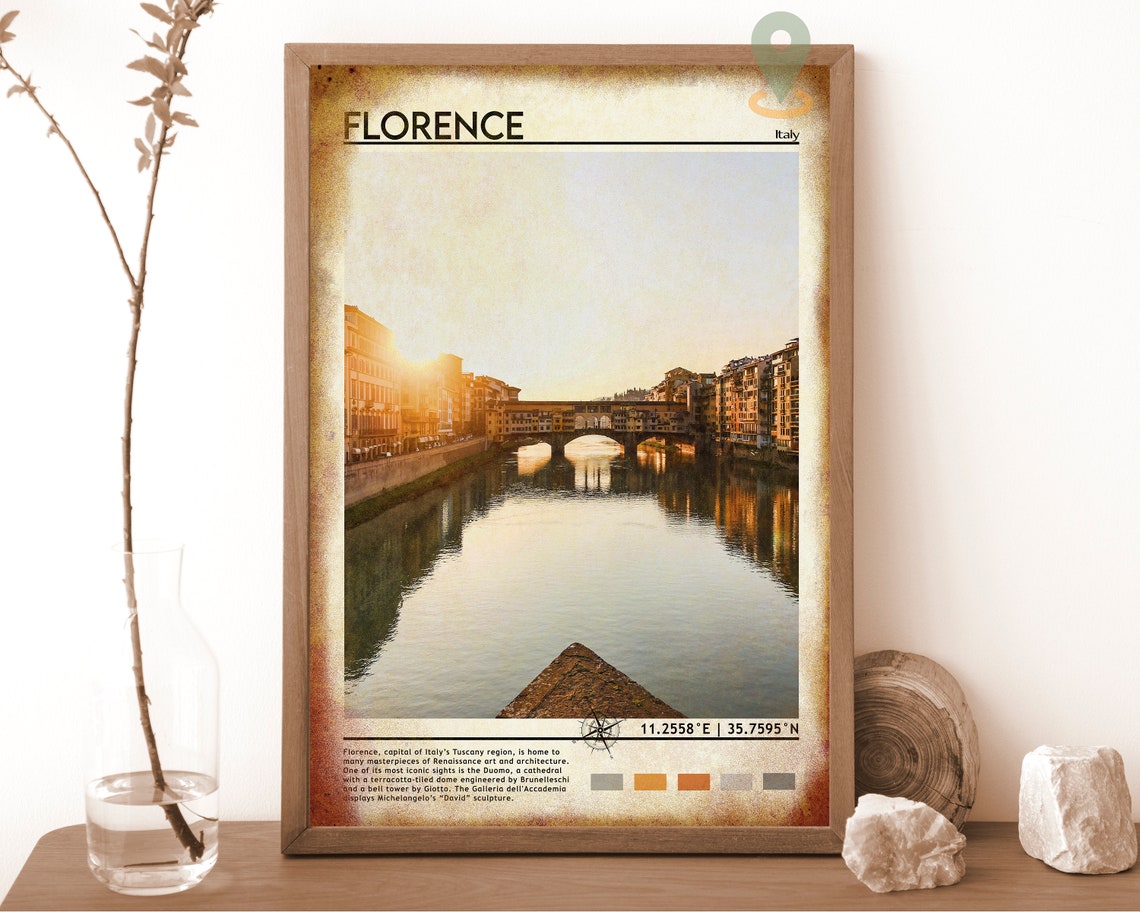 Florence Italy Ponte Vecchio Sunset over the Arno River Travel Poster - Image 6