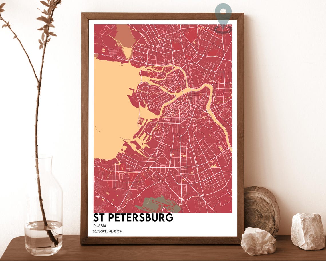 Saint Petersburg Map Saint Petersburg Map Print Saint Petersburg Personalized Map Saint Petersburg City Saint Petersburg Poster - Image 3