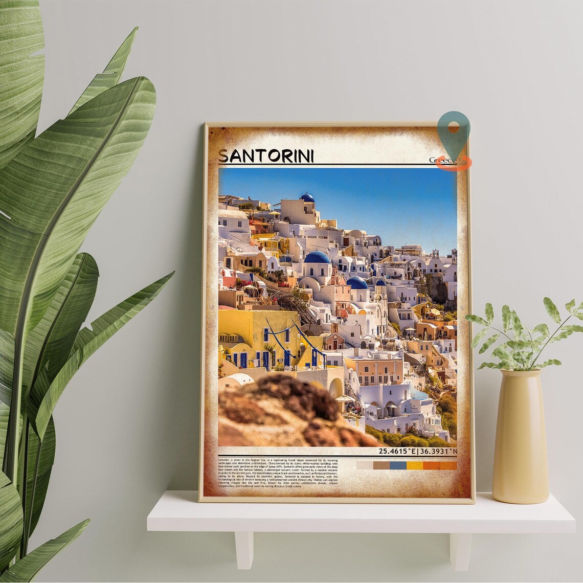 Santorini Greece Blue Domed Churches Caldera View Oia Photo Poster - Image 5