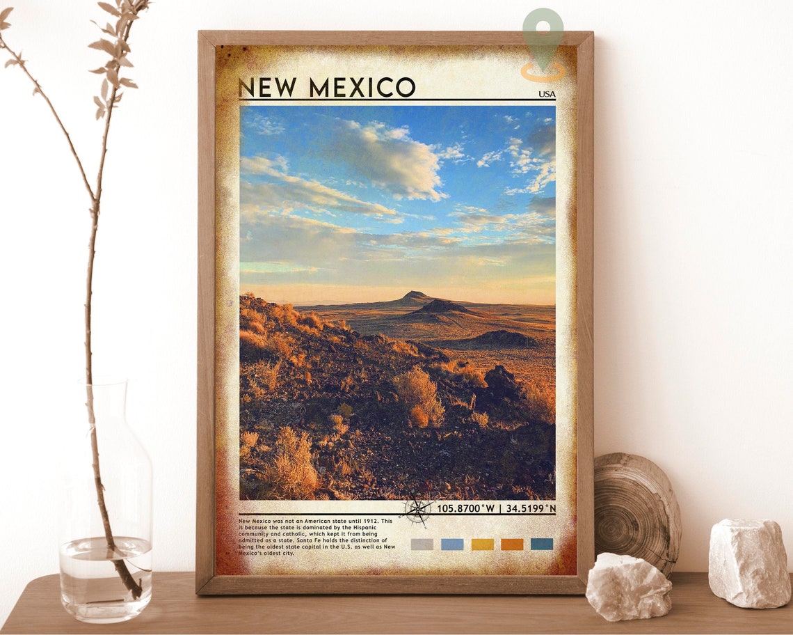 New Mexico Travel Poster New Mexico Print New Mexico Wall Art New Mexico Vintage Poster New Mexico United States Poster Print - Image 6
