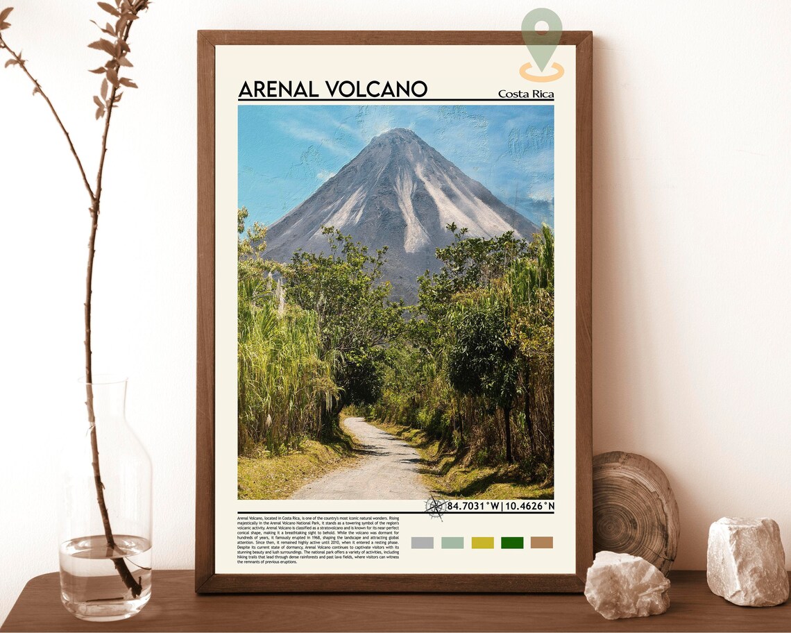 Arenal Volcano Costa Rica Cone Jungle Trail Nature Travel Poster