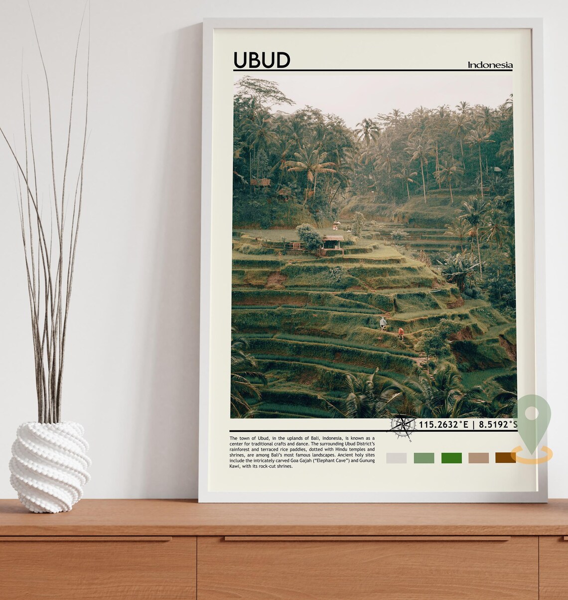 Ubud Bali Indonesia Terraced Rice Paddies Travel Photo Poster - Image 5