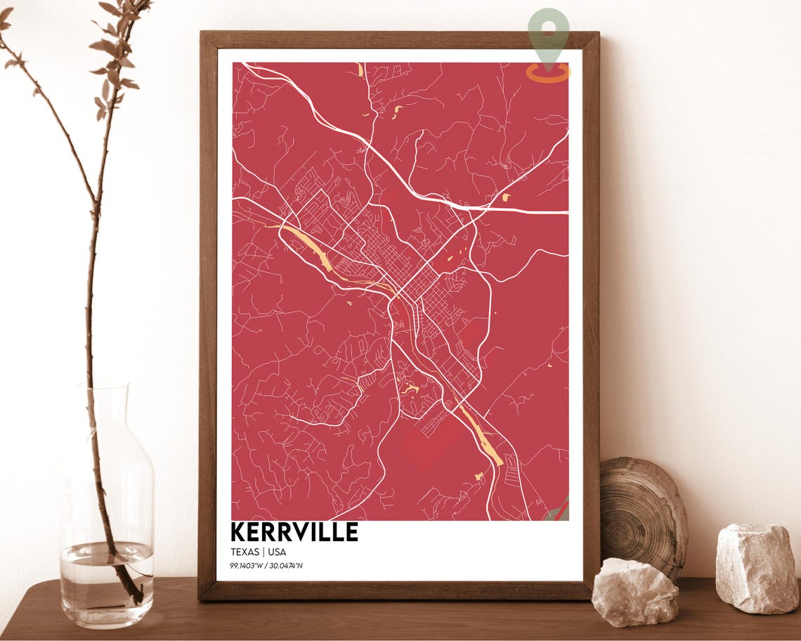 Kerrville Map Kerrville Map Print Kerrville Wall Art Kerrville Poster Kerrville Photo Kerrville City Map Kerrville Texas