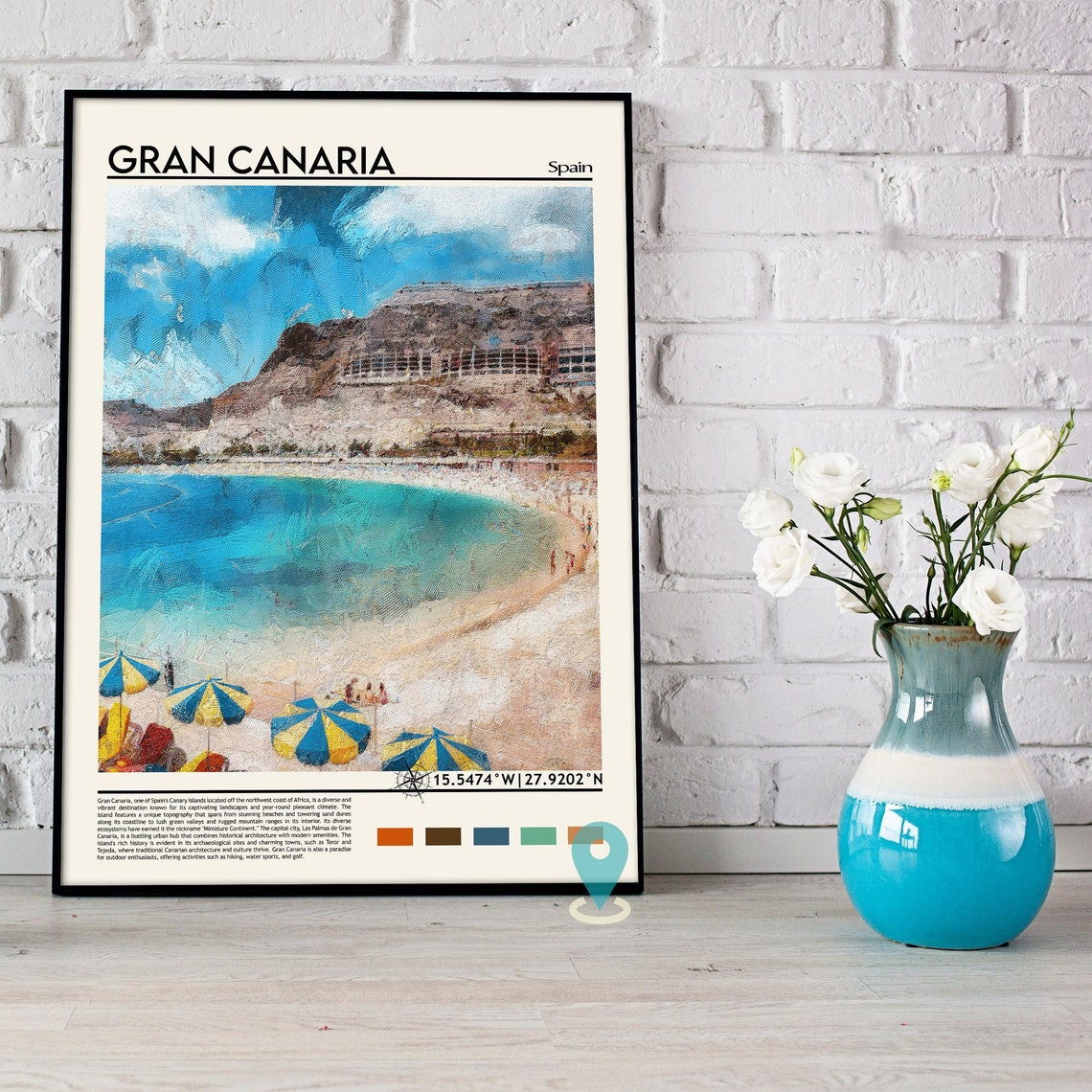 Gran Canaria Spain Canary Islands Beach Painting Travel Poster - Image 3