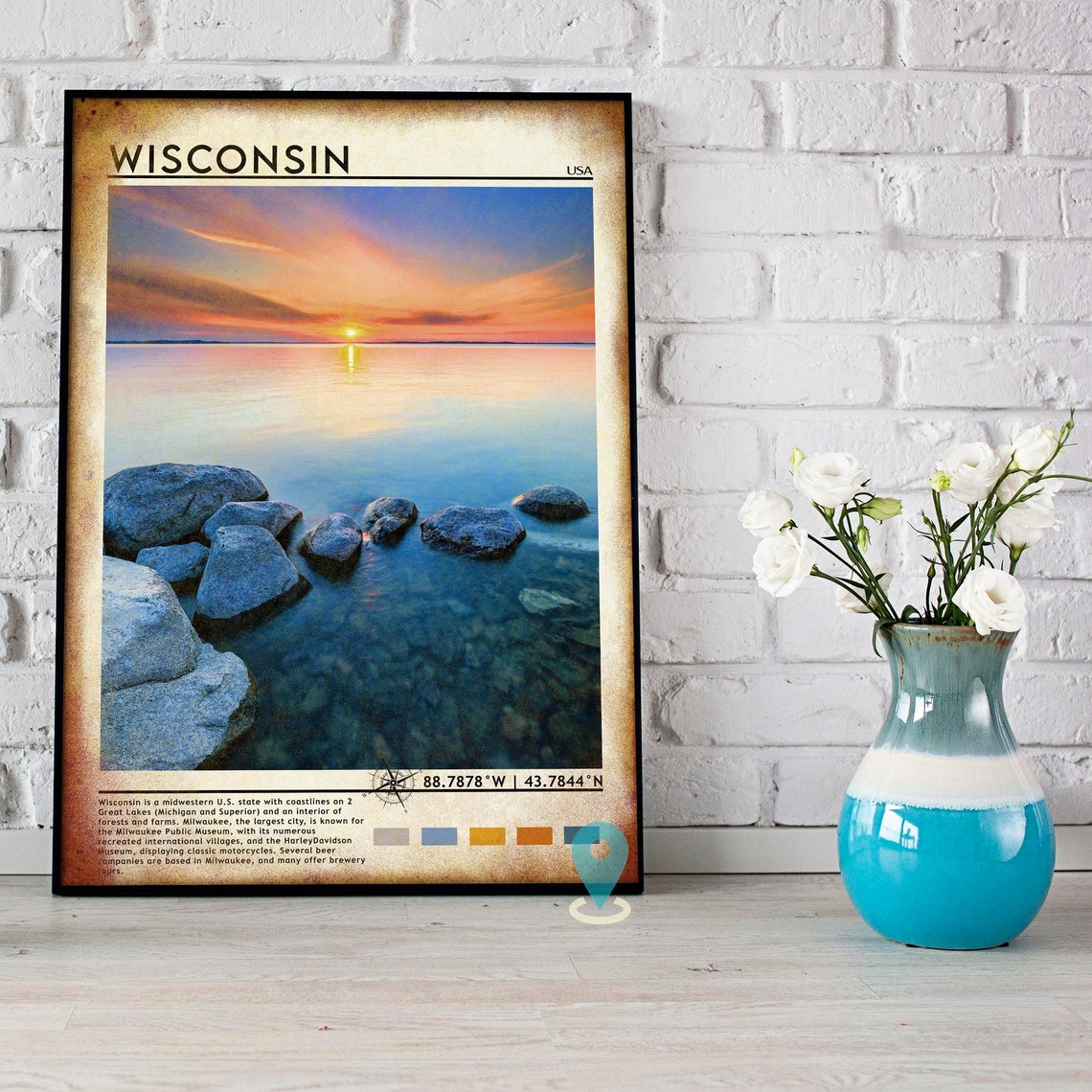 Wisconsin Travel Poster Wisconsin Print Wisconsin Wall Art Wisconsin Vintage Poster Wisconsin Photo Wisconsin Poster Print Usa Poster - Image 5