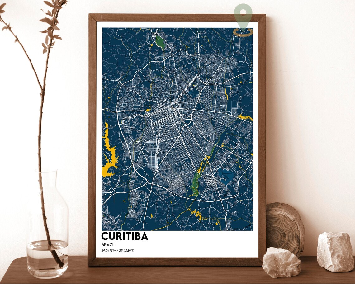 Curitiba Brazil Vintage Sepia City Street Map Retro Travel Poster - Image 6