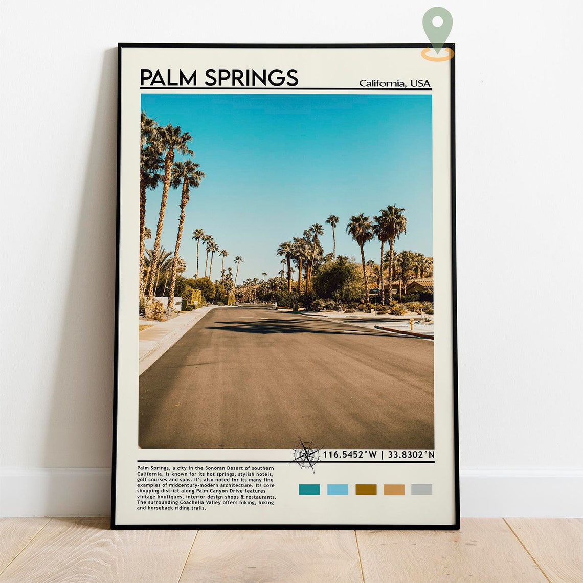 Palm Springs California Palm Tree Lined Street Desert Poster - Image 4