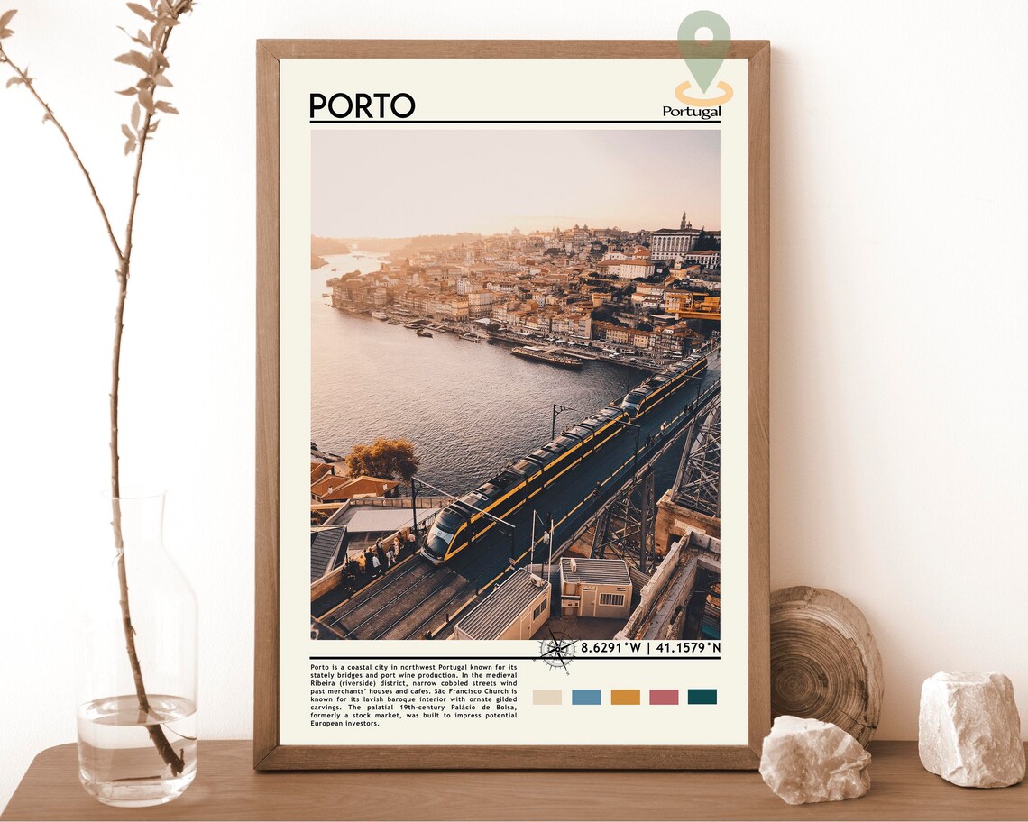 Porto Portugal Dom Luis Bridge Sunset River Cruise Travel Poster