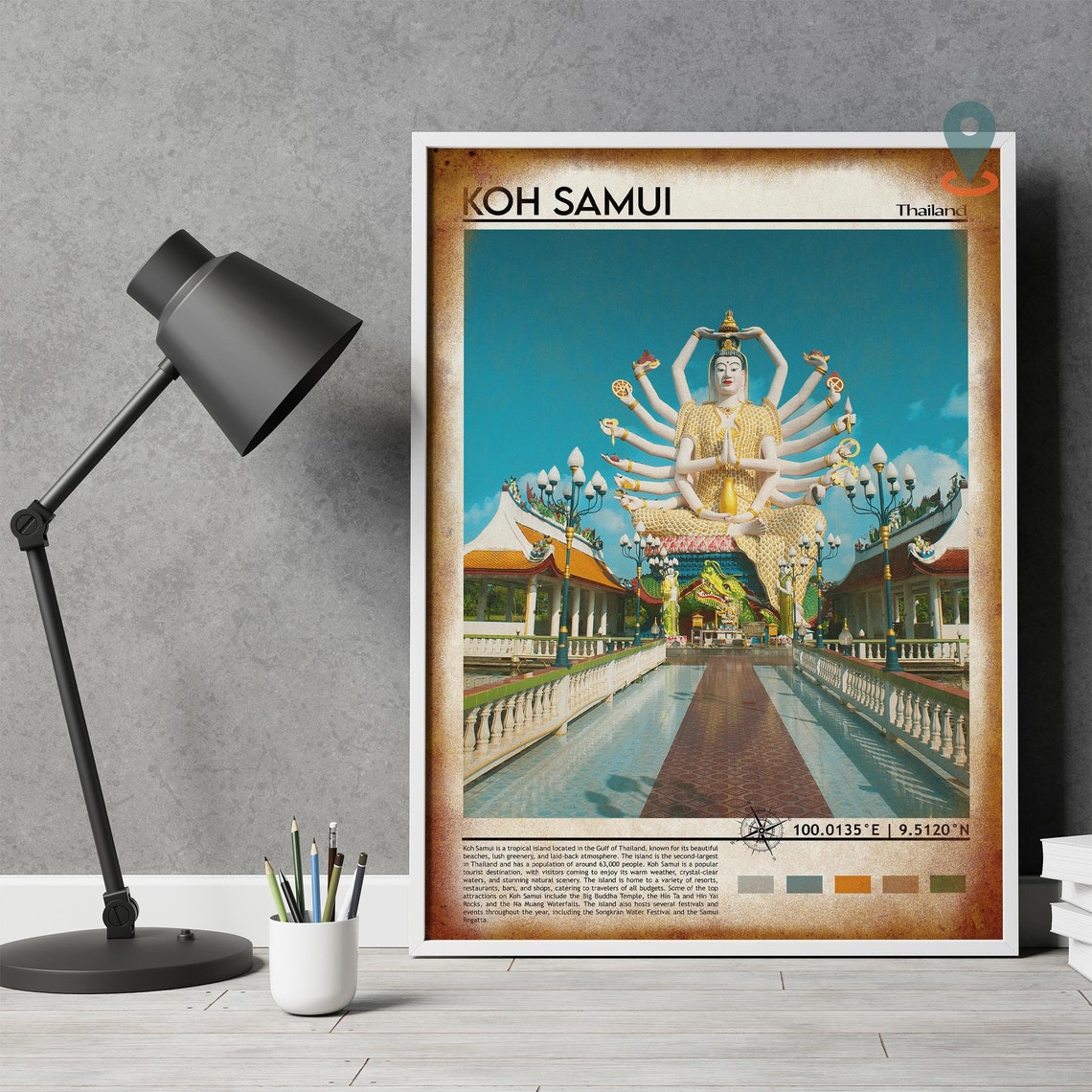 Koh Samui Thailand Temple Statue Photo Poster Tropical Island Art - Image 4