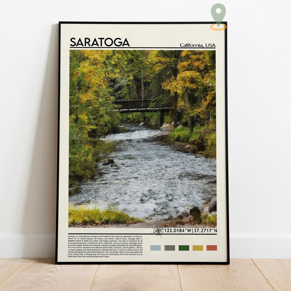 Saratoga Print Saratoga Poster Saratoga Wall Art Saratoga Travel Print Saratoga Art Print Saratoga Artwork Saratoga Photo California - Image 2