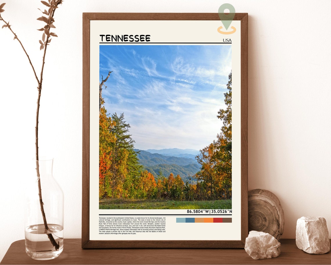 Tennessee Smoky Mountains Fall Colors Autumn Forest View Poster