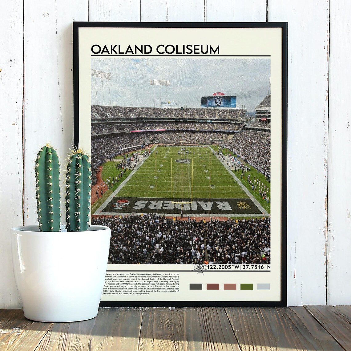 Oakland Coliseum Raiders Football Stadium Game Day Sports Poster - Image 2